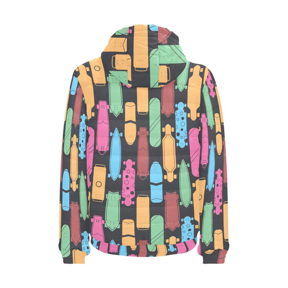 Skate Board Pattern Print Design 02 Men's Padded Hooded Jacket