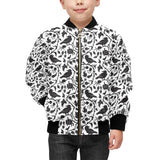 Crow dark floral pattern Kids' Boys' Girls' Bomber Jacket