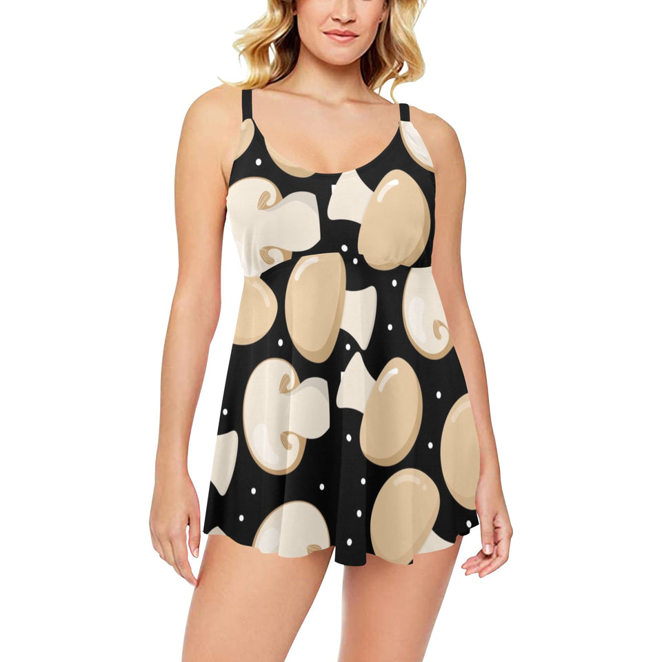 Champignon mushroom pattern Chest Sexy Pleated Two Piece Swim Dress