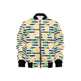 Pineapples pattern striped background Kids' Boys' Girls' Bomber Jacket
