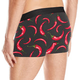 Chili peppers pattern black background Men's All Over Print Boxer Briefs Men's Underwear