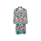 British Pattern Print Design 04 Men's Long Sleeve Belted Night Robe