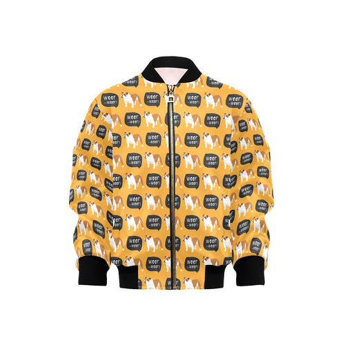 English Bulldog Pattern Print Design 04 Kids' Boys' Girls' Bomber Jacket