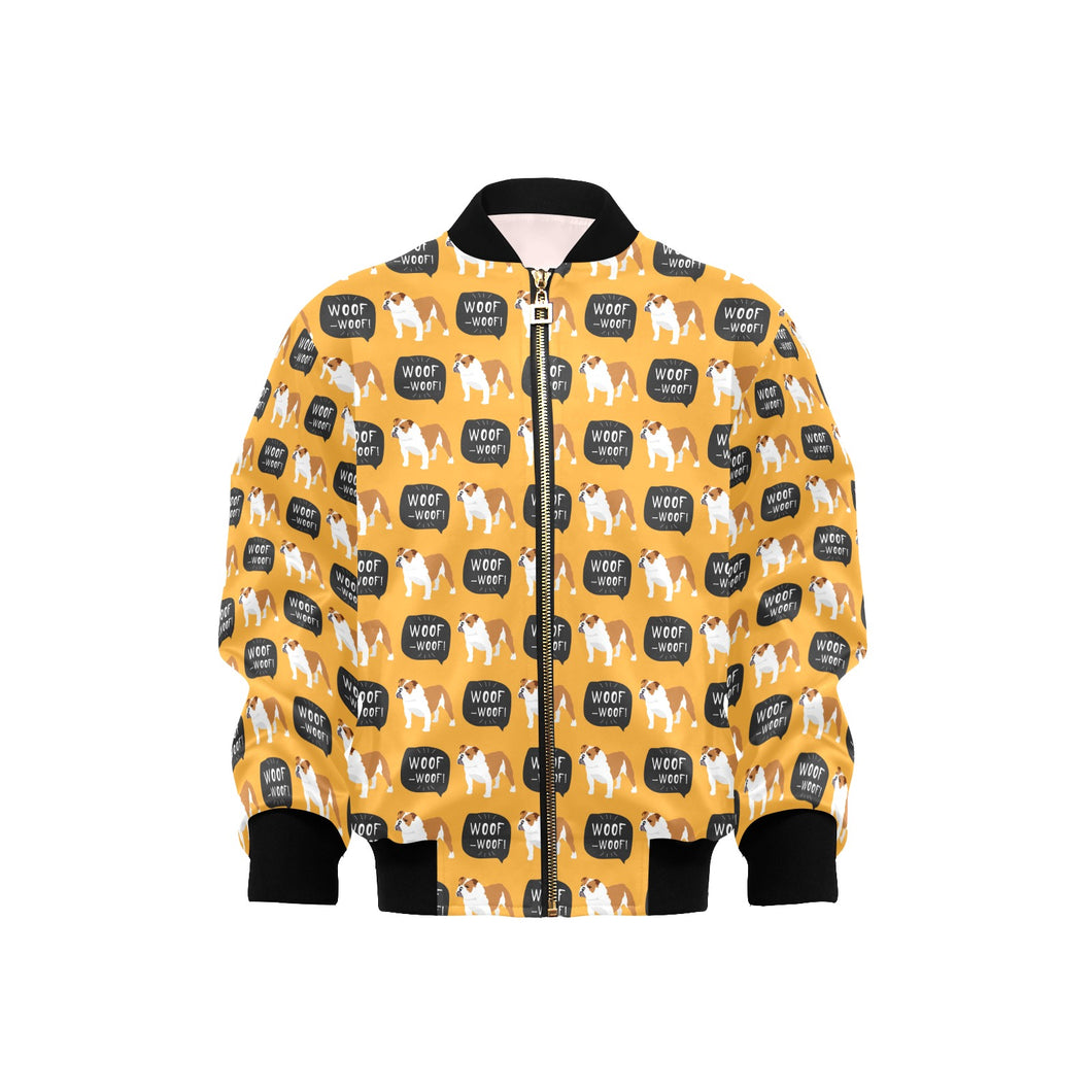 English Bulldog Pattern Print Design 04 Kids' Boys' Girls' Bomber Jacket