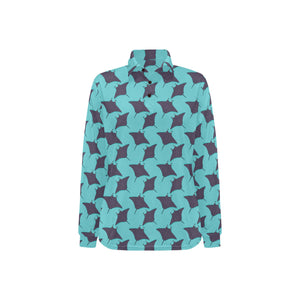 Stingray Pattern Print Design 02 Women's Long Sleeve Polo Shirt