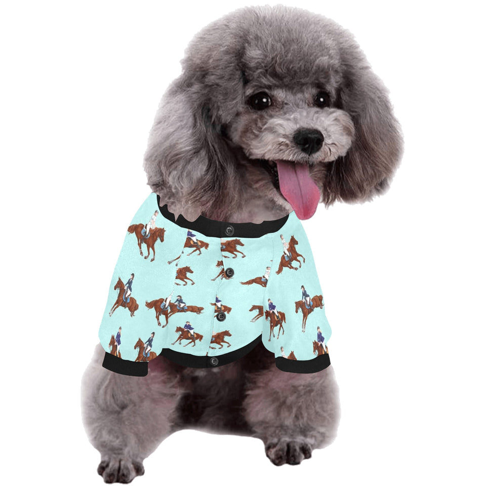 Horses running horses rider pattern All Over Print Pet Dog Round Neck Fuzzy Shirt