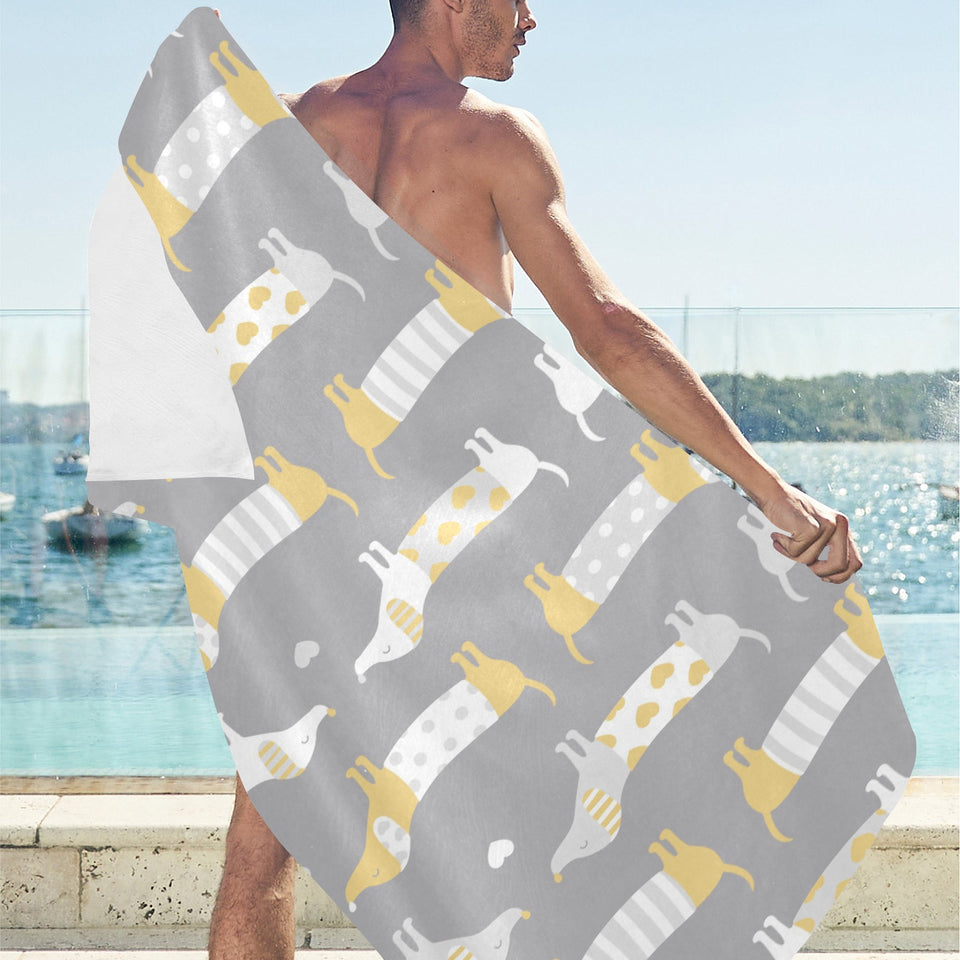 Cute dachshund dog pattern Beach Towel