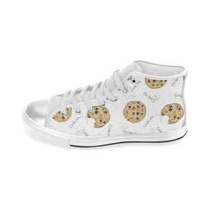 Sketch style cookie pattern Women's High Top Canvas Shoes White