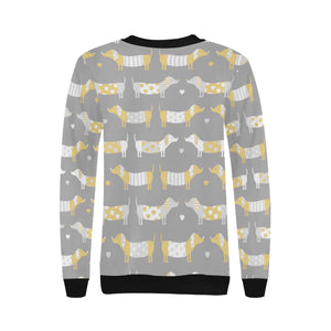 Cute dachshund dog pattern Women's Crew Neck Sweatshirt