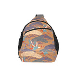 Bonsai bamboo stork japanese pattern brown theme All Over Print Chest Bag