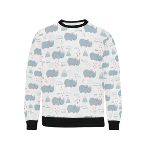 cute rhino heart pattern Men's Crew Neck Sweatshirt