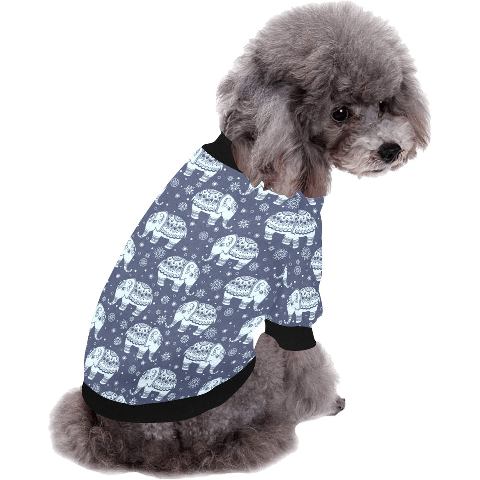 Elephant tribal design pattern All Over Print Pet Dog Round Neck Fuzzy Shirt