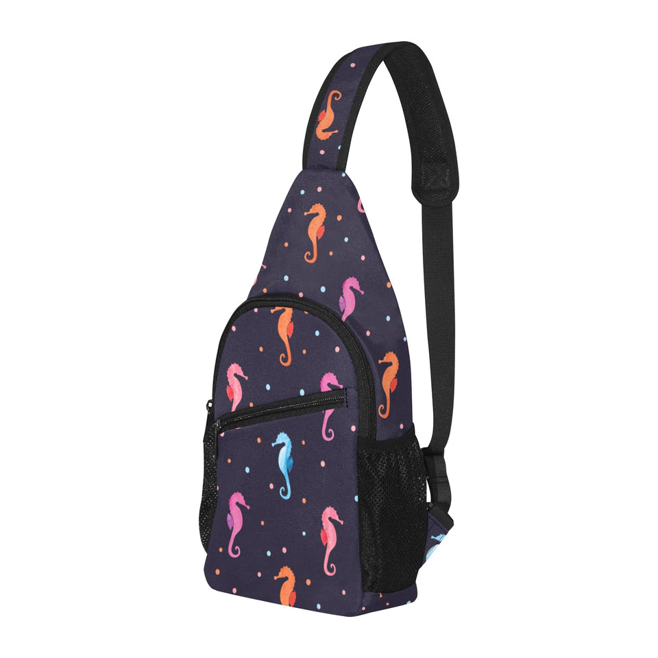 Watercolor colorful seahorse pattern All Over Print Chest Bag