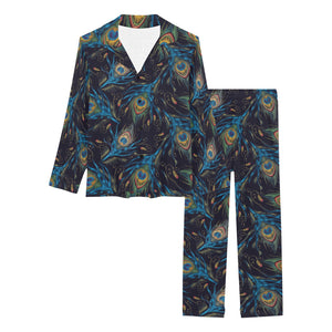 Beautiful peacock feather pattern Women's Long Pajama Set