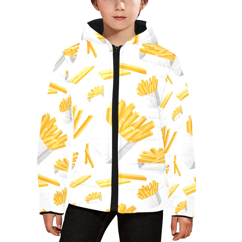 French fries white paper box pattern Kids' Boys' Girls' Padded Hooded Jacket