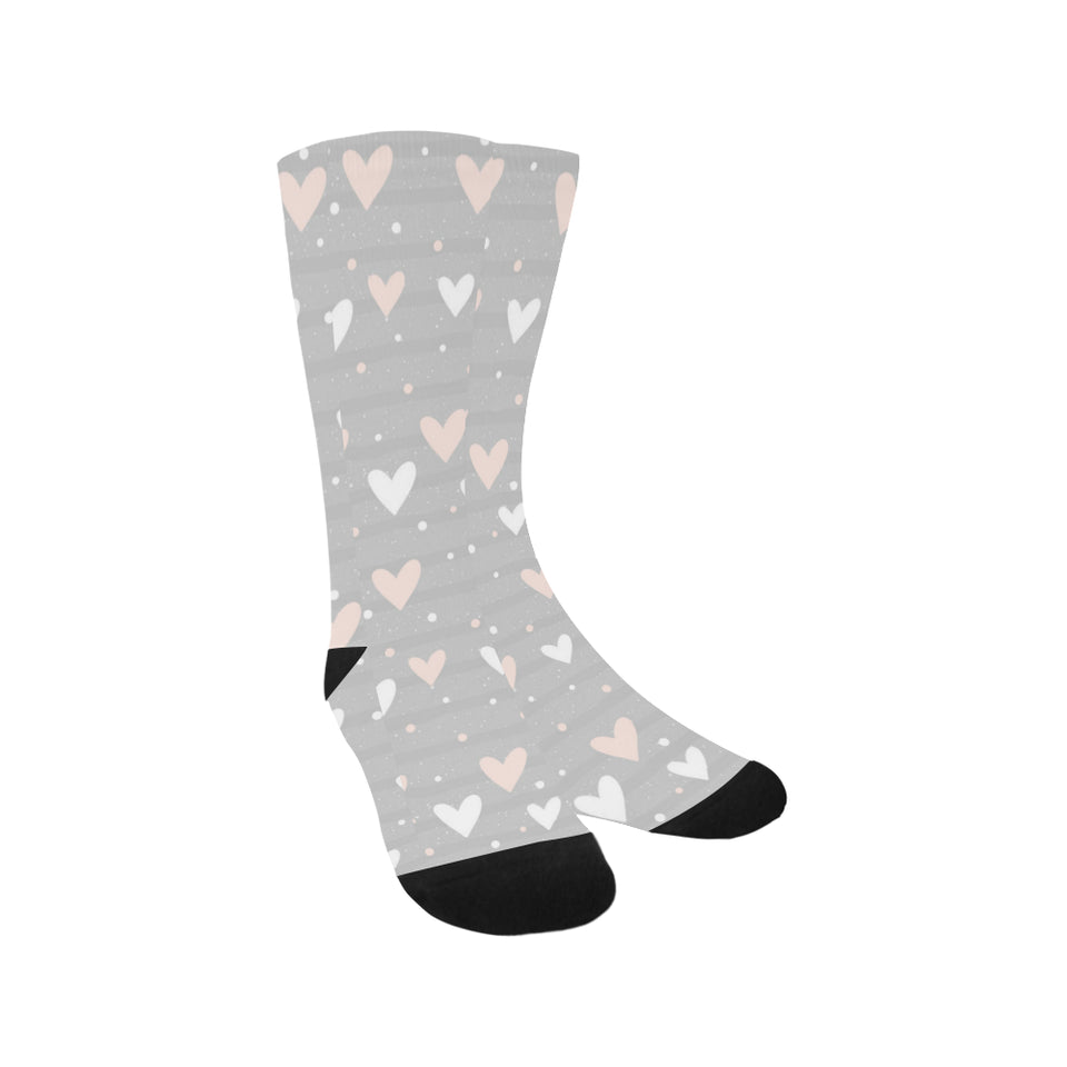 Heart pattern gray background Crew Socks