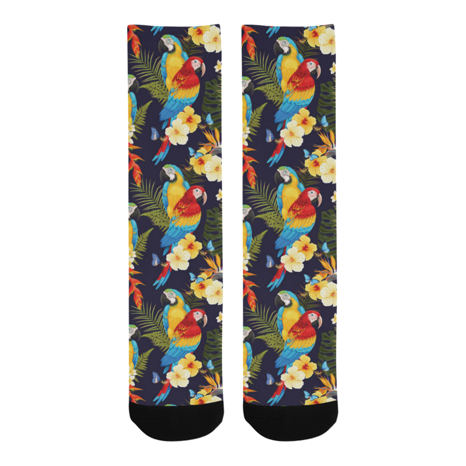 Colorful parrot flower pattern Crew Socks