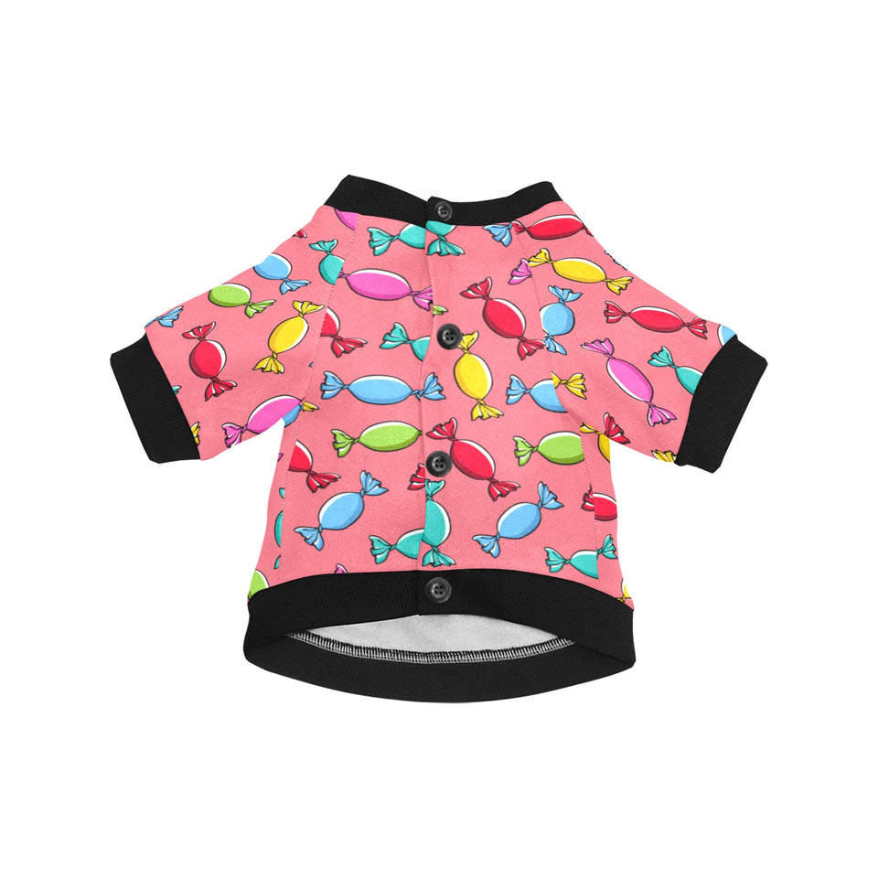 Colorful wrapped candy pattern All Over Print Pet Dog Round Neck Fuzzy Shirt