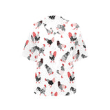 Cool rooster chicken cock floral ornament backgrou Women's All Over Print Hawaiian Shirt