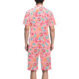 Colorful candy pattern Men's V-Neck Short Pajama Set