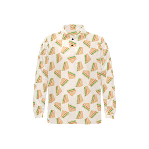 Sandwich Pattern Print Design 01 Men's Long Sleeve Polo Shirt