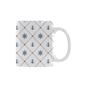 Anchor rudder nautical design pattern Classical White Mug (Fulfilled In US)