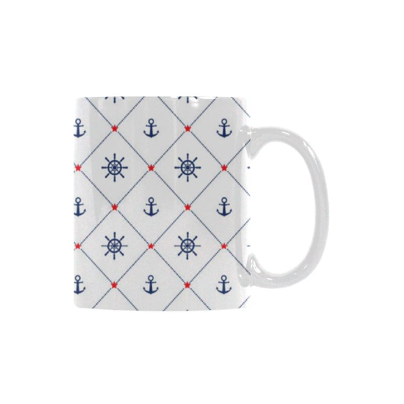 Anchor rudder nautical design pattern Classical White Mug (Fulfilled In US)