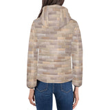 Brick Printed Pattern Print Design 01 Women's Padded Hooded Jacket