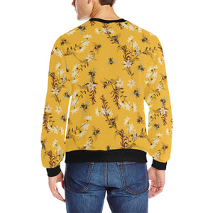 Bee flower pattern Men's Crew Neck Sweatshirt