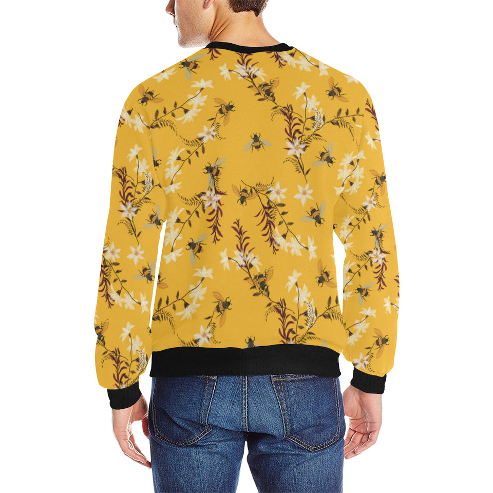 Bee flower pattern Men's Crew Neck Sweatshirt