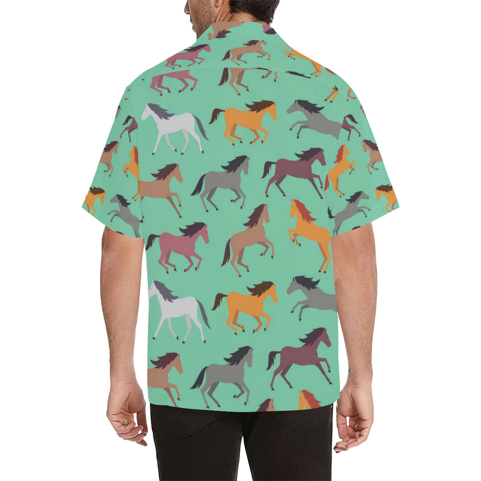 Colorful horses pattern Men's All Over Print Hawaiian Shirt