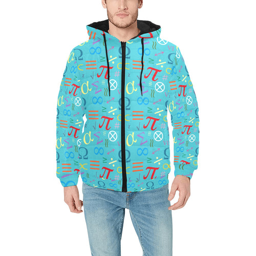 Math Pattern Print Design 02 Men's Padded Hooded Jacket