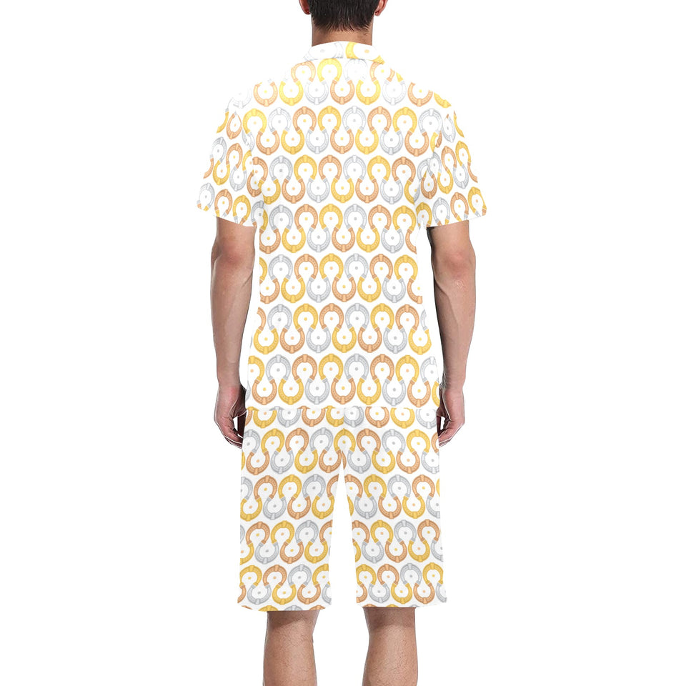 Horseshoes Pattern Print Design 03 Men's V-Neck Short Pajama Set