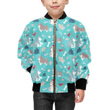 Christmas cute siberian husky puppie pattern Kids' Boys' Girls' Bomber Jacket