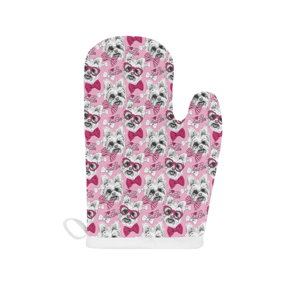 Yorkshire Terrier Pattern Print Design 03 Heat Resistant Oven Mitts