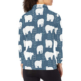 polar bear mother her child pattern Women's Long Sleeve Polo Shirt