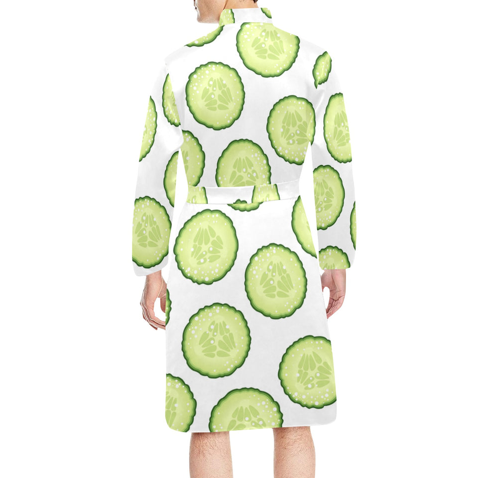 Cucumber slices pattern Men's Long Sleeve Belted Night Robe