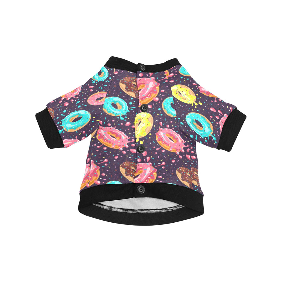 Colorful donut glaze pattern All Over Print Pet Dog Round Neck Fuzzy Shirt