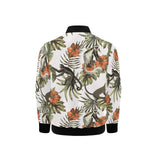 Monkey red hibiscus flower palm leaves floral patt Kids' Boys' Girls' Bomber Jacket