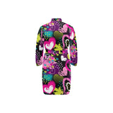 heart dot wave star creative design pattern Men's Long Sleeve Belted Night Robe