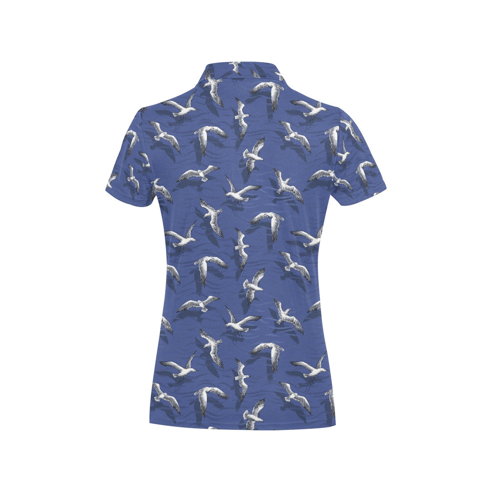 Seagull Pattern Print Design 03 Women's All Over Print Polo Shirt
