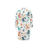 Cute Crocodile Pattern Men's Long Sleeve Belted Night Robe