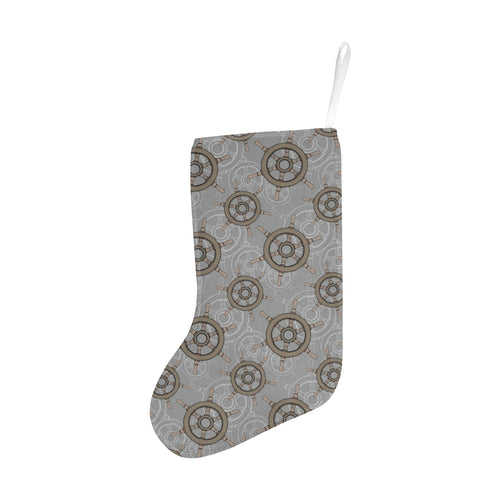 nautical wood steering wheel pattern Christmas Stocking