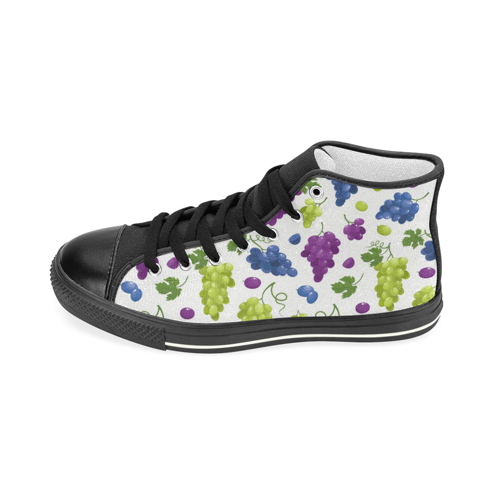 Grape pattern Women's High Top Canvas Shoes Black