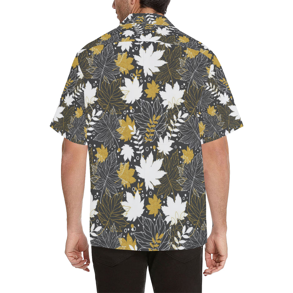 Beautiful gold autumn maple leaf pattern Men's All Over Print Hawaiian Shirt