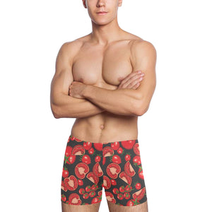 Tomato black background Men's Swimming Trunks