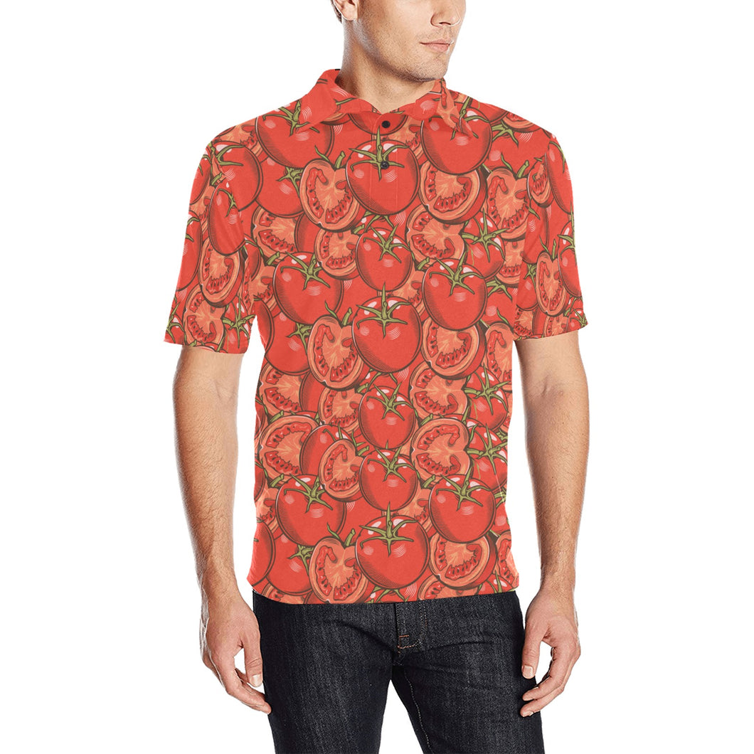 Red Tomato Pattern Men's All Over Print Polo Shirt