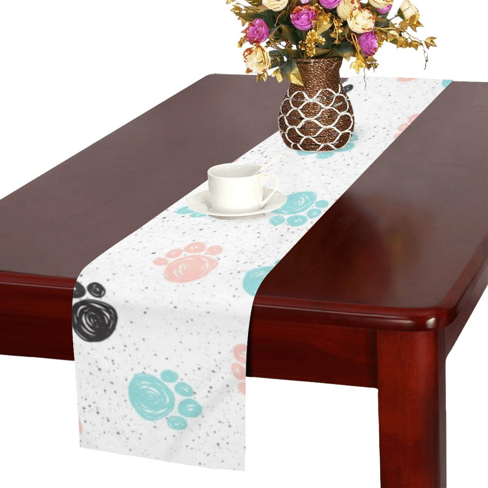 Dog Paws Pattern Print Design 04 Table Runner