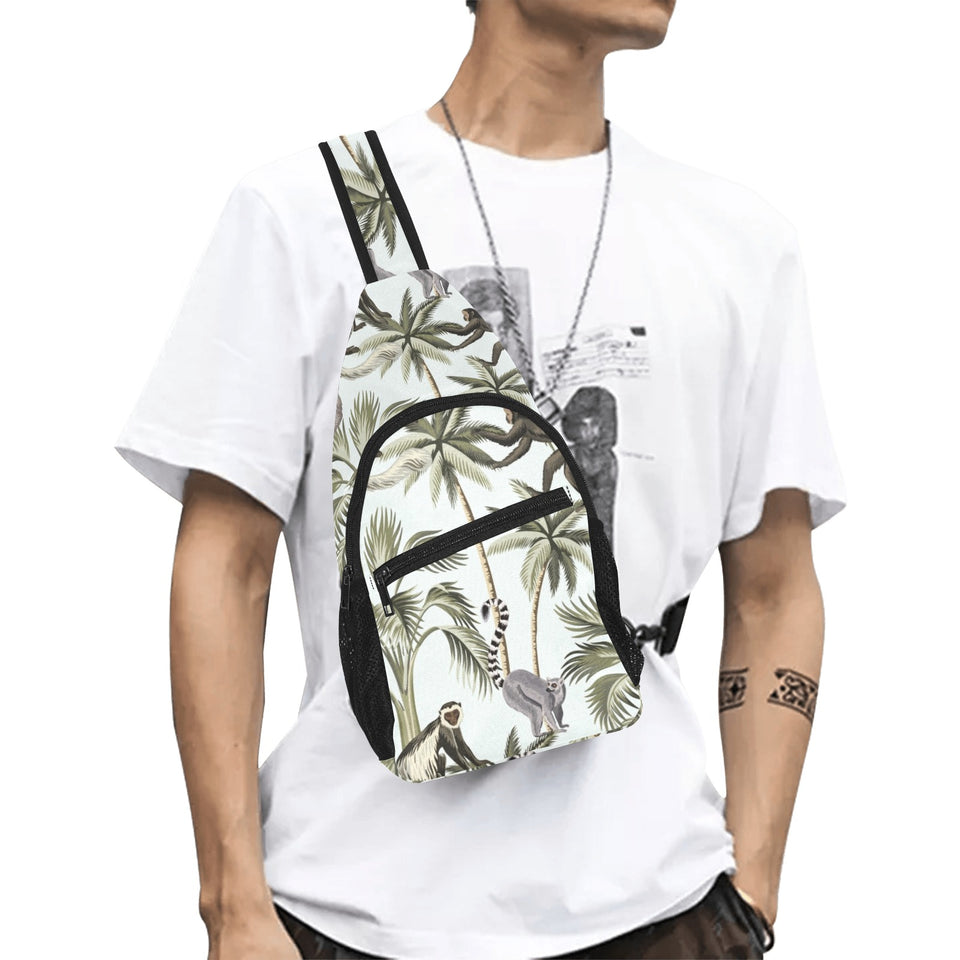 Monkey sloth lemur palm trees pattern All Over Print Chest Bag
