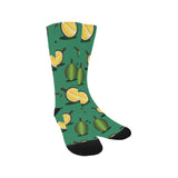 Durian pattern green background Crew Socks